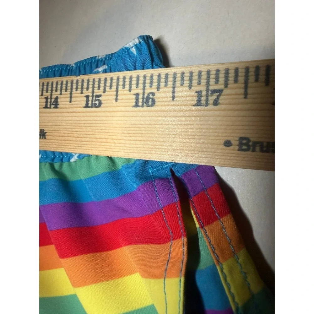 Chubbies Swim Trunks Rainbow Stars Blue Polyester Americana Pride Shorts XL 5.5